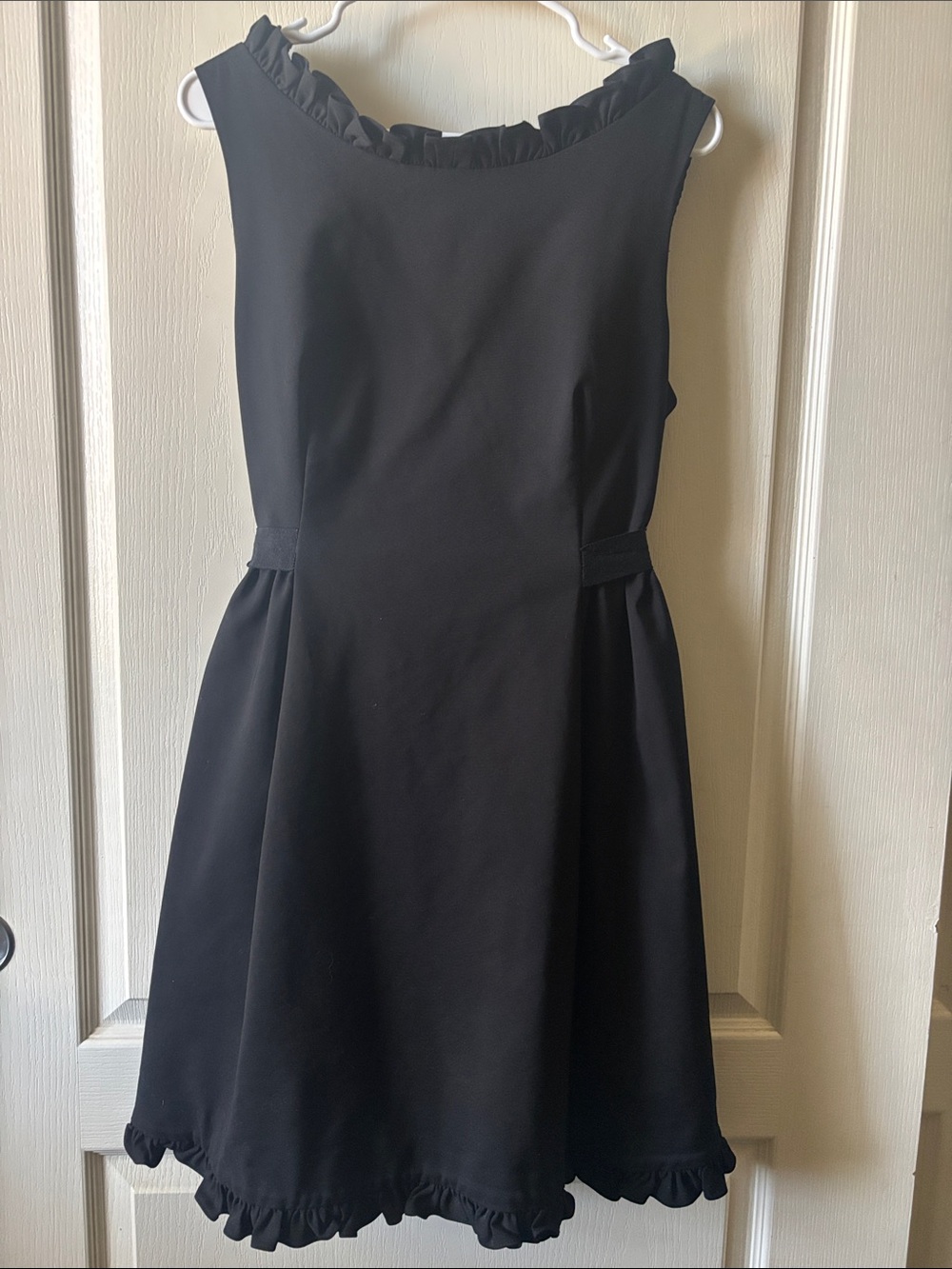 French Connection Little Black Ruffle-Neck A-Line Dress